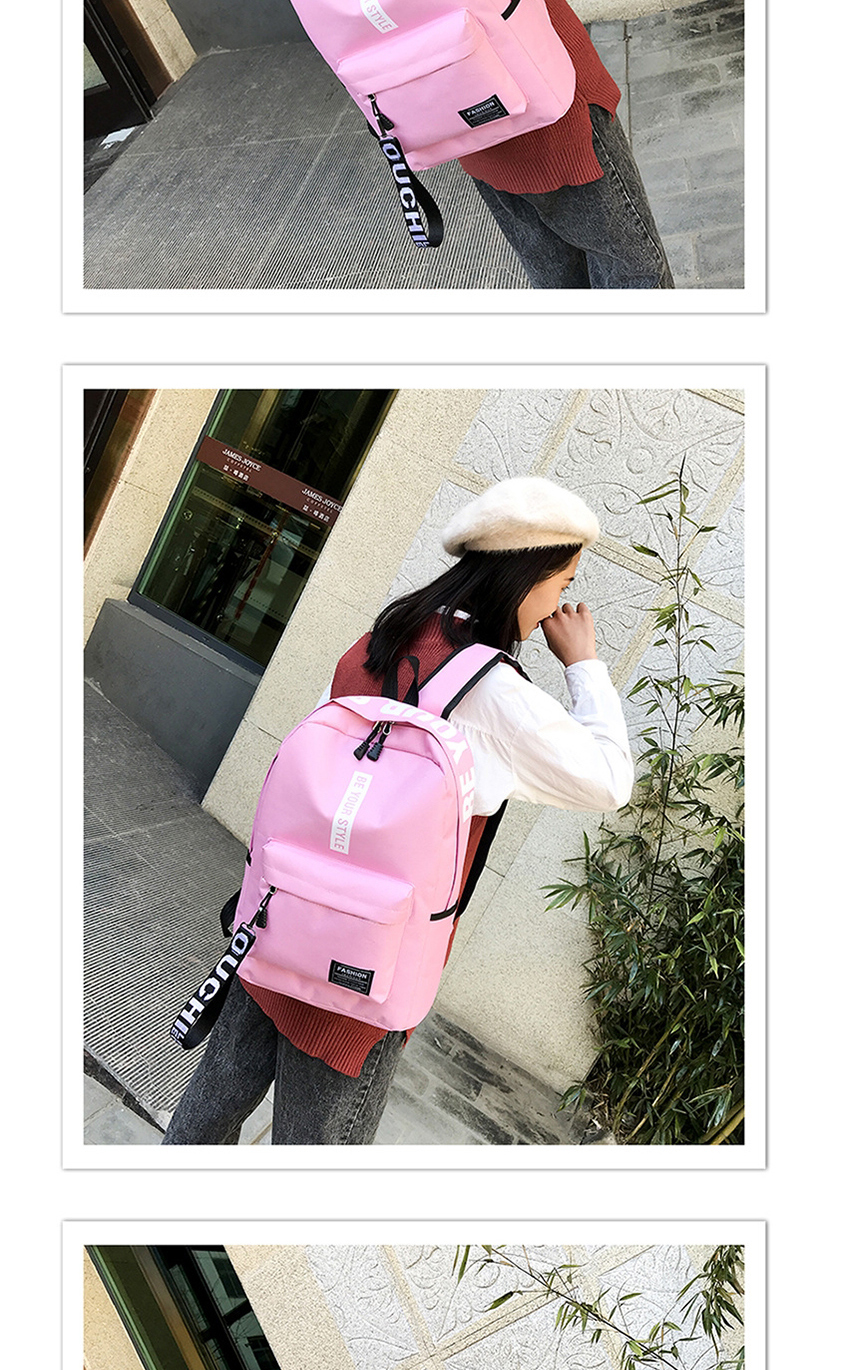 Fashion Pink Canvas Letter Print Backpack,Backpack