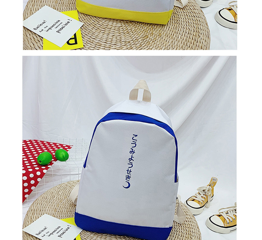 Fashion Blue Contrast Stitching Letter Print Backpack,Backpack