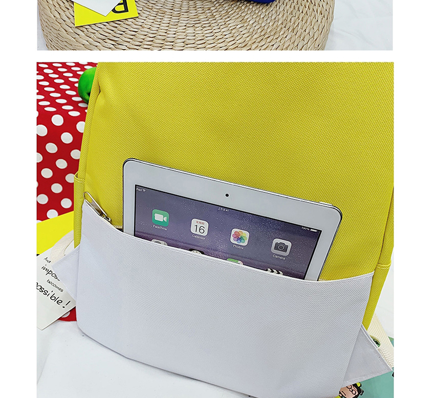 Fashion White With Yellow Contrast Stitching Letter Print Backpack,Backpack