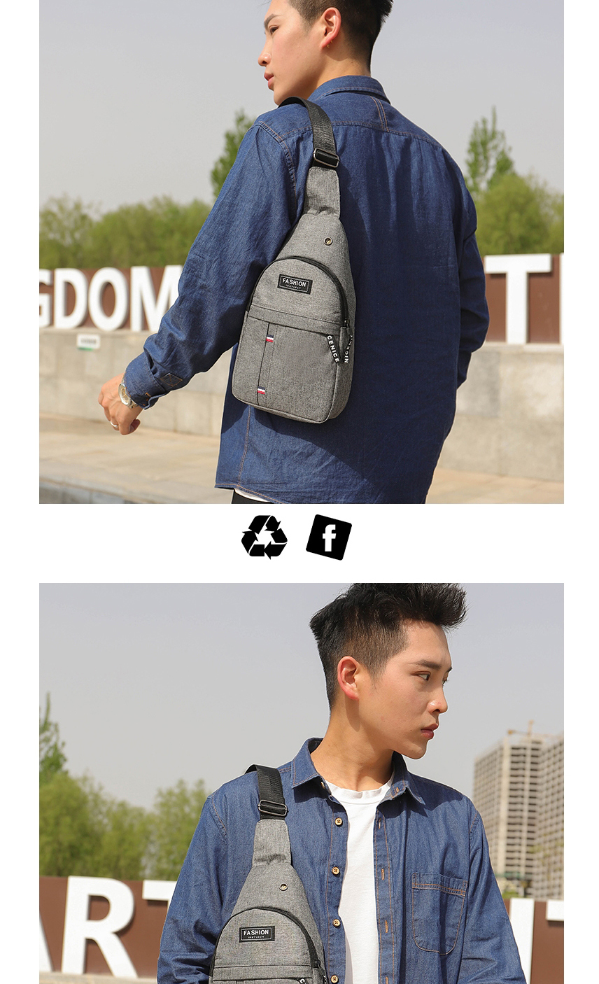 Fashion Section Two Gray Canvas Monogram Zipper Shoulder Messenger Bag,Shoulder bags