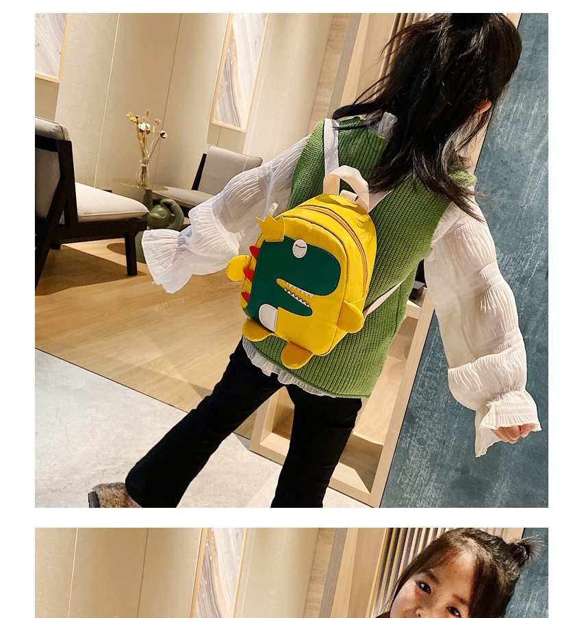 Fashion Green Tuba Nylon Cloth Dinosaur Stitching Childrens Backpack,Backpack