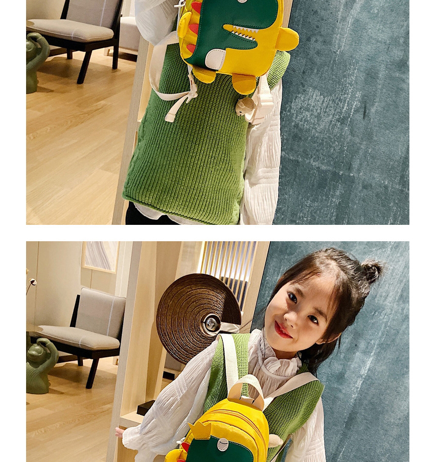 Fashion Green Tuba Nylon Cloth Dinosaur Stitching Childrens Backpack,Backpack