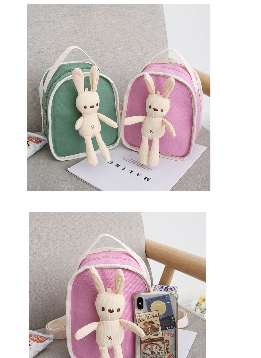 Fashion Green Rabbit Doll Stitching Canvas Childrens Backpack,Backpack
