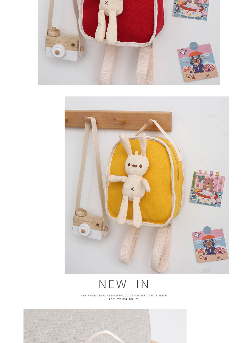 Fashion Pink Rabbit Doll Stitching Canvas Childrens Backpack,Backpack