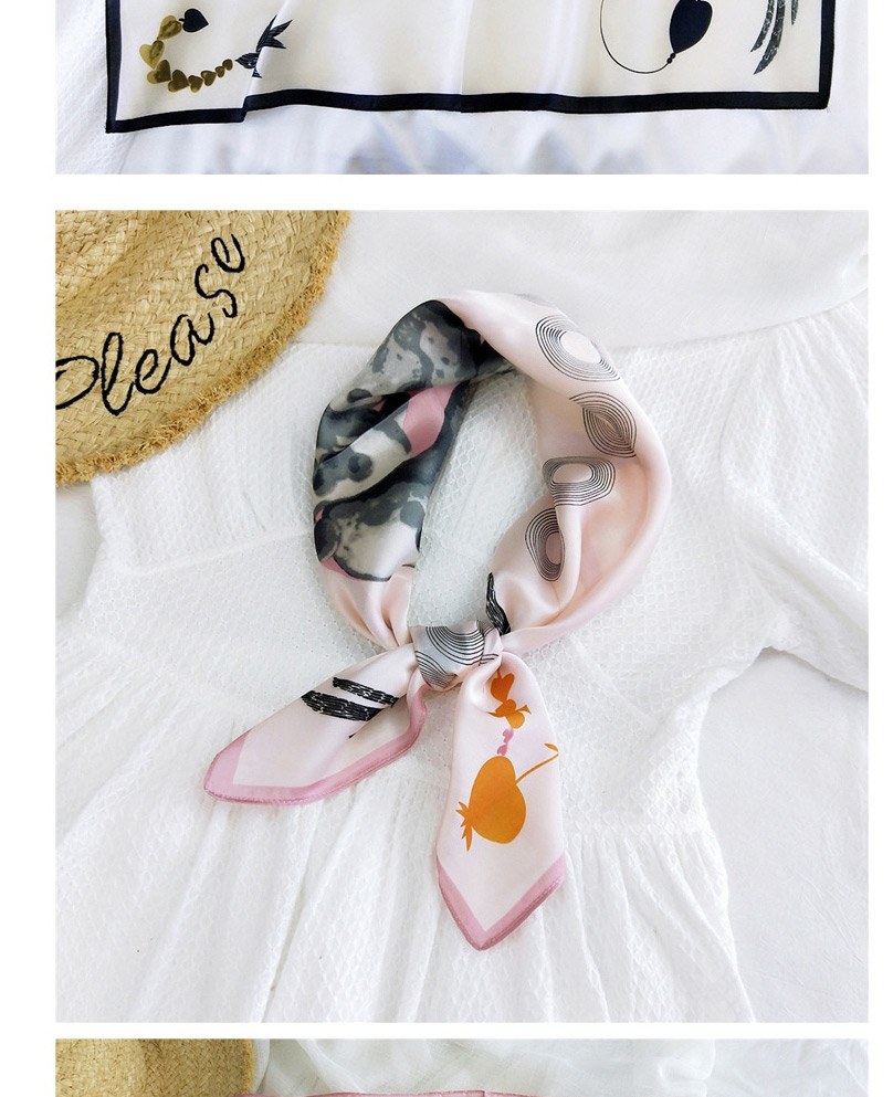 Fashion Peach Heart Bird Noodle Imitating Silk Printing Geometric Thin Scarf,Thin Scaves
