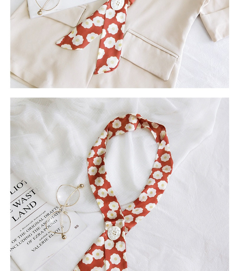 Fashion Buttons Anchor White Background Buttoned Narrow Strip Printed Small Silk Scarf,Thin Scaves