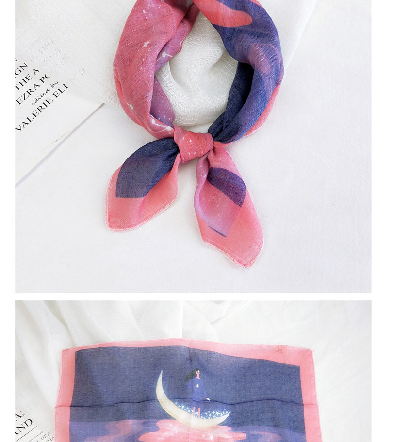 Fashion Cotton And A Hundred Flowers Bloom In The Dark Blue Thin Cotton And Linen Print Small Square Scarf,Thin Scaves