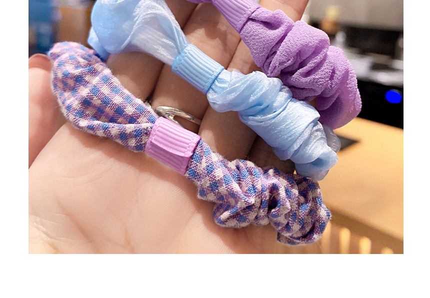 Fashion Purple Series [3 Roots] Fabric Flower Print Childrens Large Intestine Circle Hair Rope Set,Kids Accessories