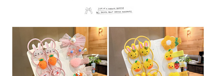 Fashion Blue Bee Box Net Yarn Animal Fruit Children Hairpin Hair Rope Set,Kids Accessories