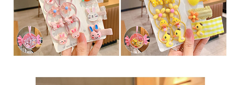 Fashion Purple Bunny Boxed Net Yarn Animal Fruit Children Hairpin Hair Rope Set,Kids Accessories