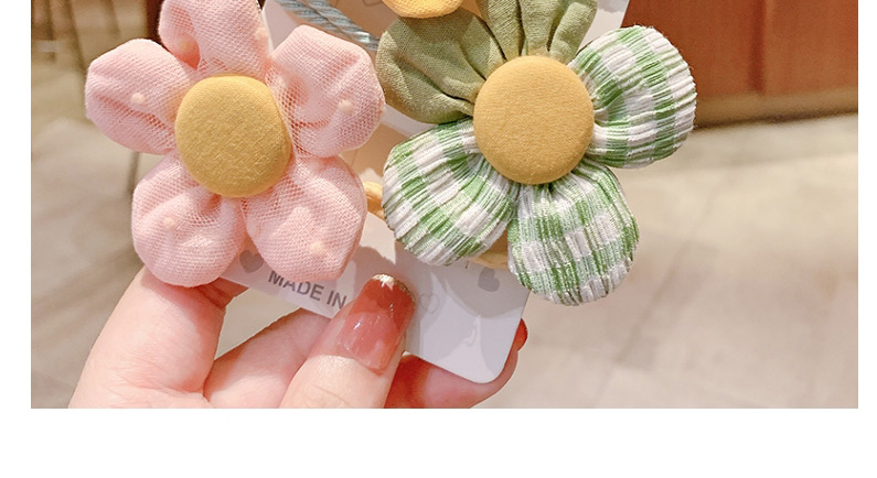Fashion Green Plaid Flowers Net Yarn Polka Dot Knotted Contrast Flower Children Hair Rope,Kids Accessories