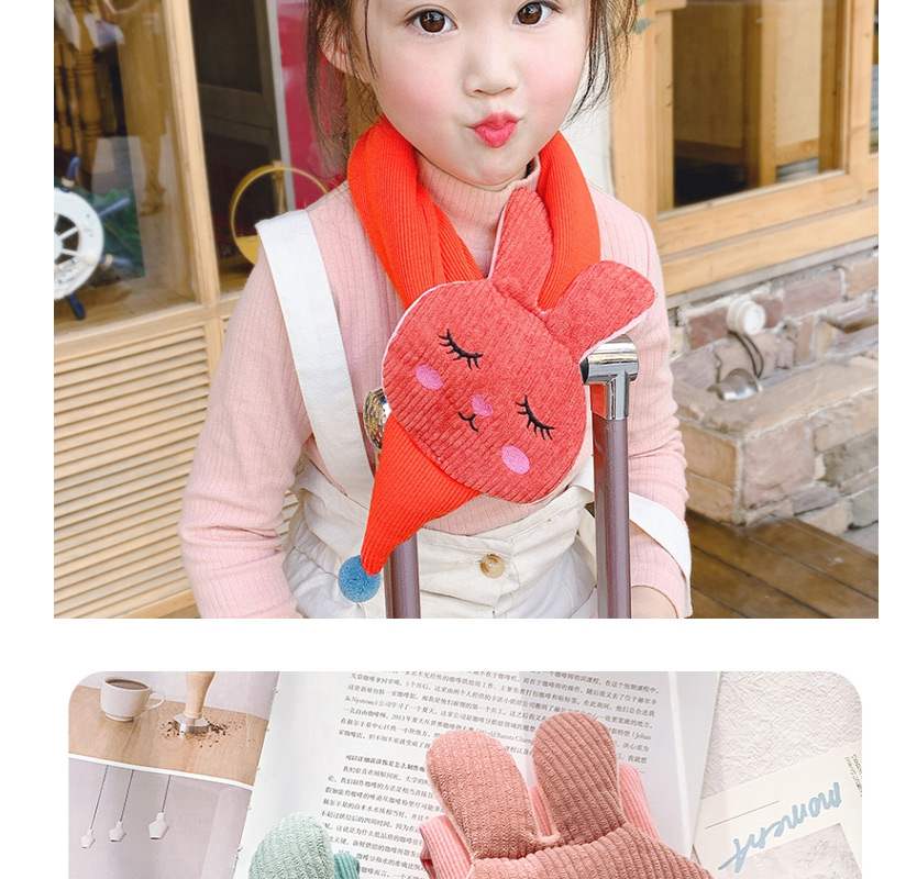 Fashion Strawberry [orange Red] 1 To 8 Years Old Bunny Striped Strawberry Childrens Thick Warm Cotton And Linen Scarf,Kids Accessories