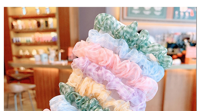 Fashion Candy Color Series [10 Pieces] Mesh Check Color Childrens Large Intestine Loop Hair Rope,Kids Accessories