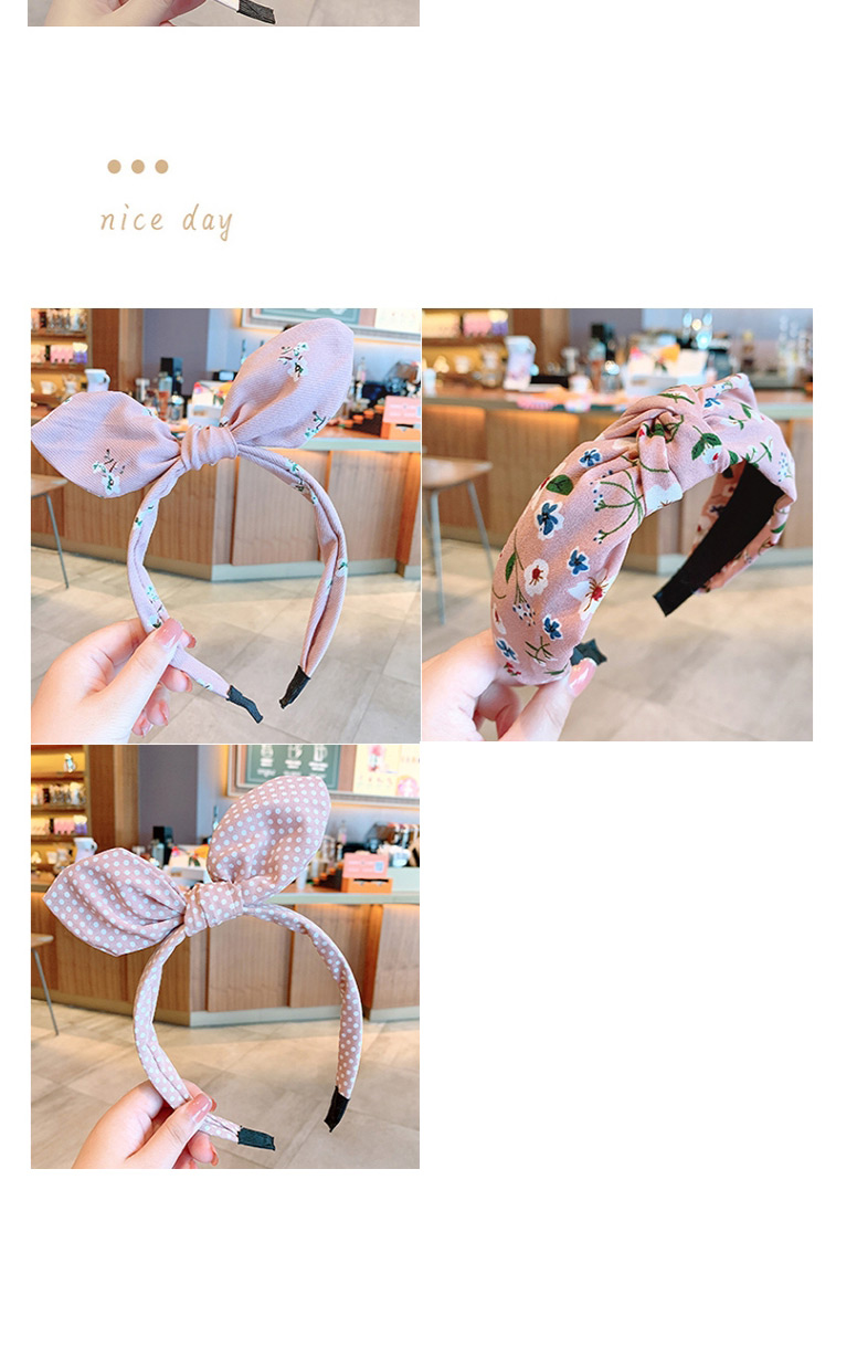 Fashion Lake Blue Three-piece Crown Flower Fabric Bowknot Checkered Net Yarn Printing Knotted Wide Side Childrens Headband,Kids Accessories