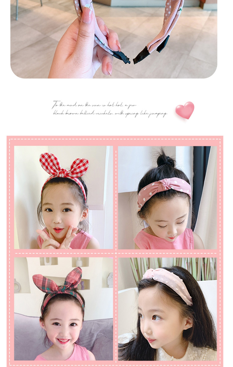 Fashion Lake Blue Three-piece Crown Flower Fabric Bowknot Checkered Net Yarn Printing Knotted Wide Side Childrens Headband,Kids Accessories