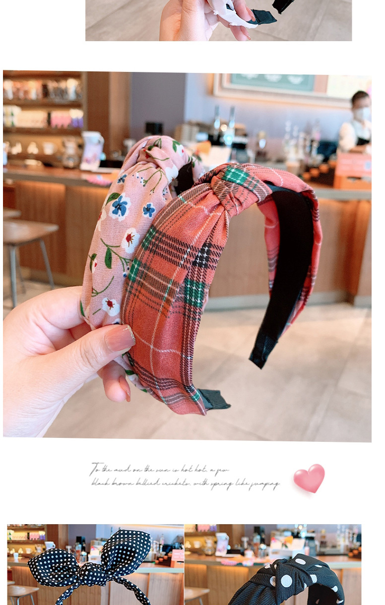 Fashion Black Series Three-piece Suit Fabric Bowknot Checkered Net Yarn Printing Knotted Wide Side Childrens Headband,Kids Accessories