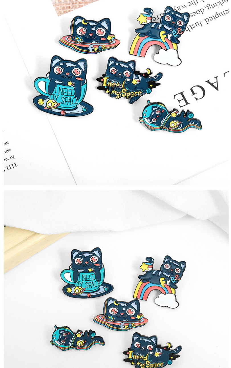 Fashion Cat Planet Cosmic Space Cat Rainbow Oil Drop Brooch,Korean Brooches