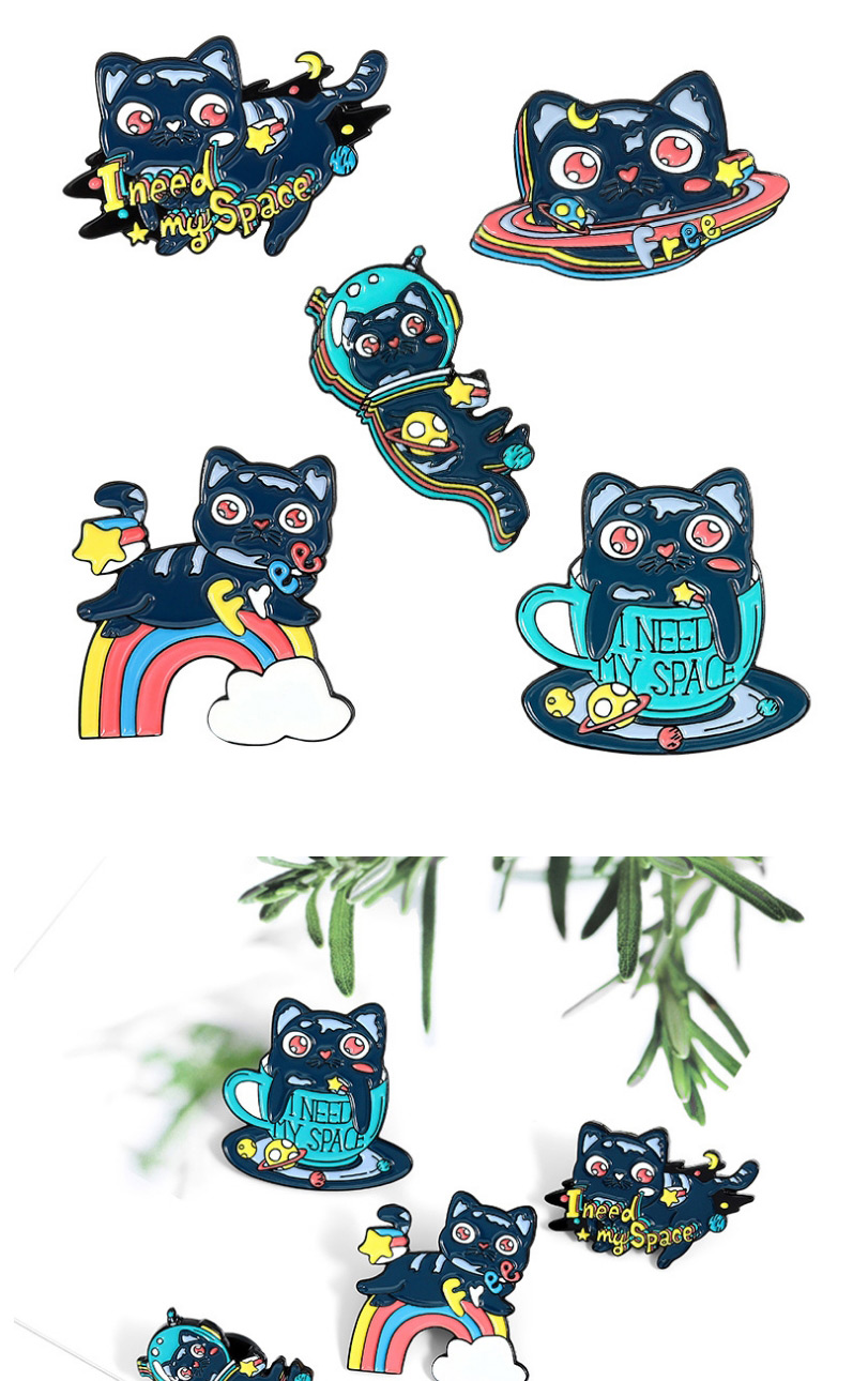 Fashion Cat Flying Cosmic Space Cat Rainbow Oil Drop Brooch,Korean Brooches