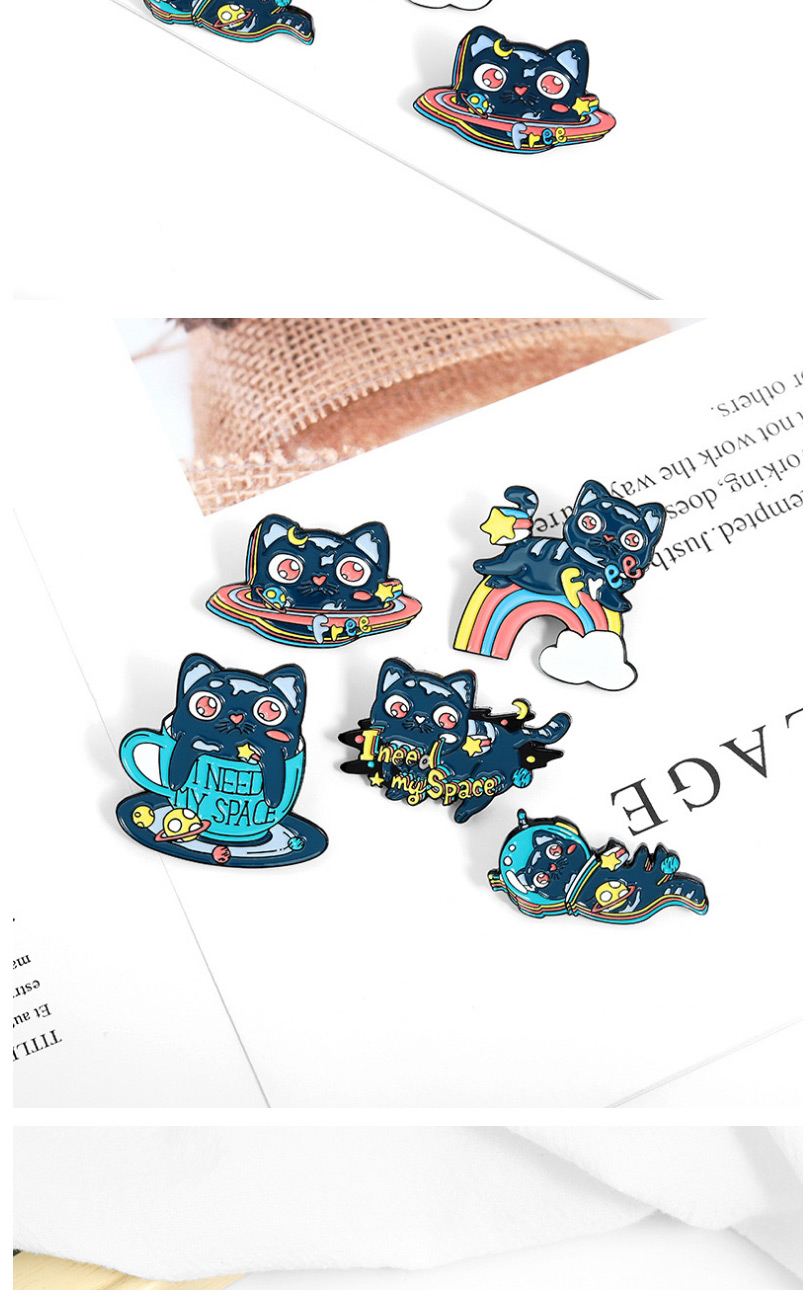 Fashion Cat Flying Cosmic Space Cat Rainbow Oil Drop Brooch,Korean Brooches