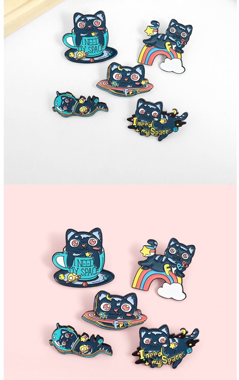 Fashion Cat Planet Cosmic Space Cat Rainbow Oil Drop Brooch,Korean Brooches