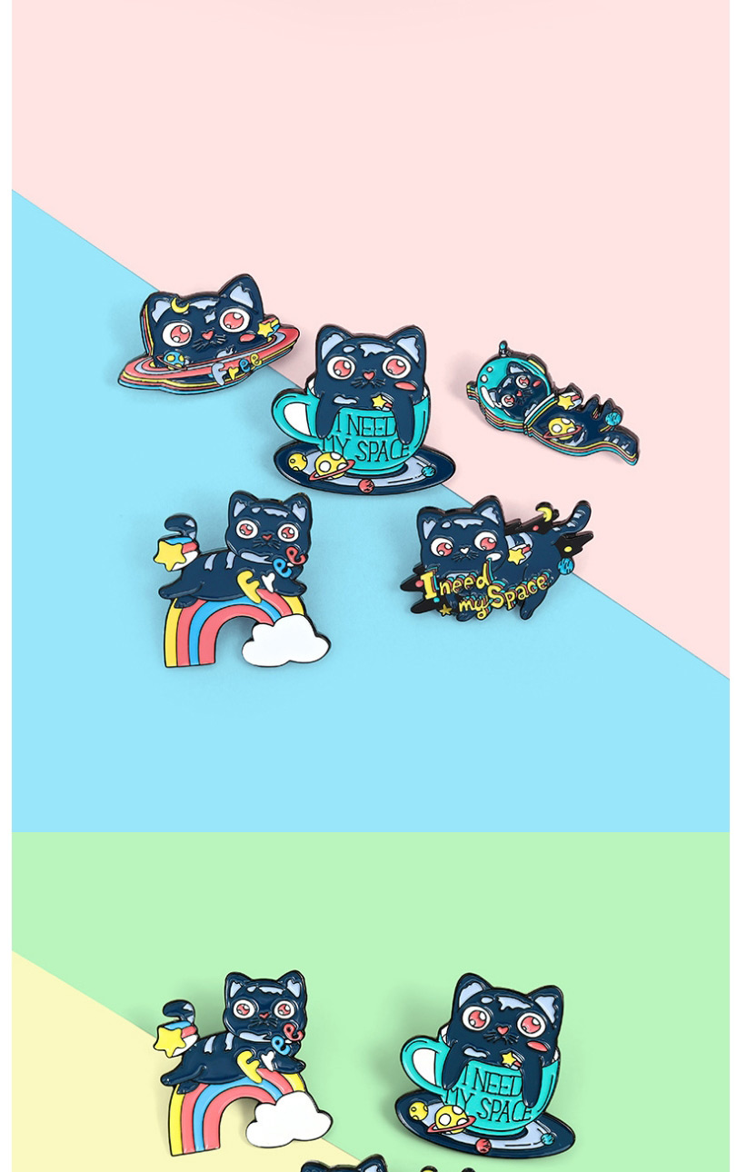 Fashion Cat Rainbow Cosmic Space Cat Rainbow Oil Drop Brooch,Korean Brooches