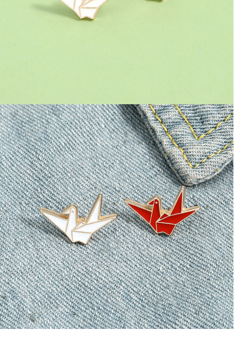 Fashion Red Thousand Paper Crane Alloy Paint Brooch,Korean Brooches