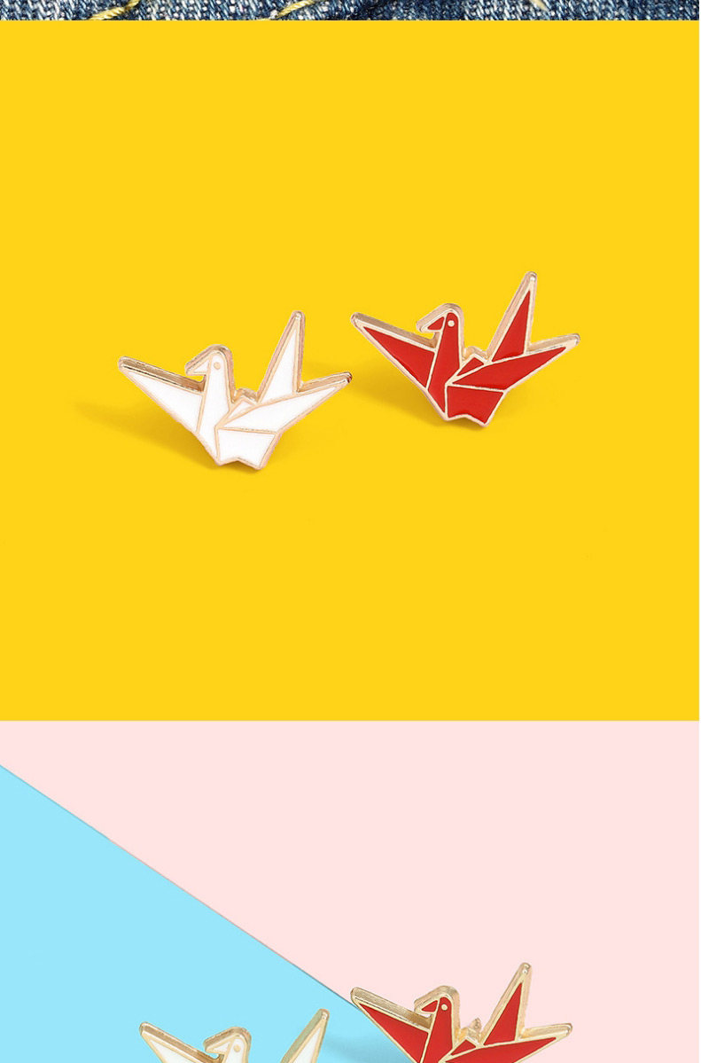 Fashion Red Thousand Paper Crane Alloy Paint Brooch,Korean Brooches