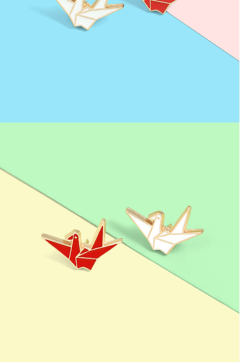 Fashion White Thousand Paper Crane Alloy Paint Brooch,Korean Brooches