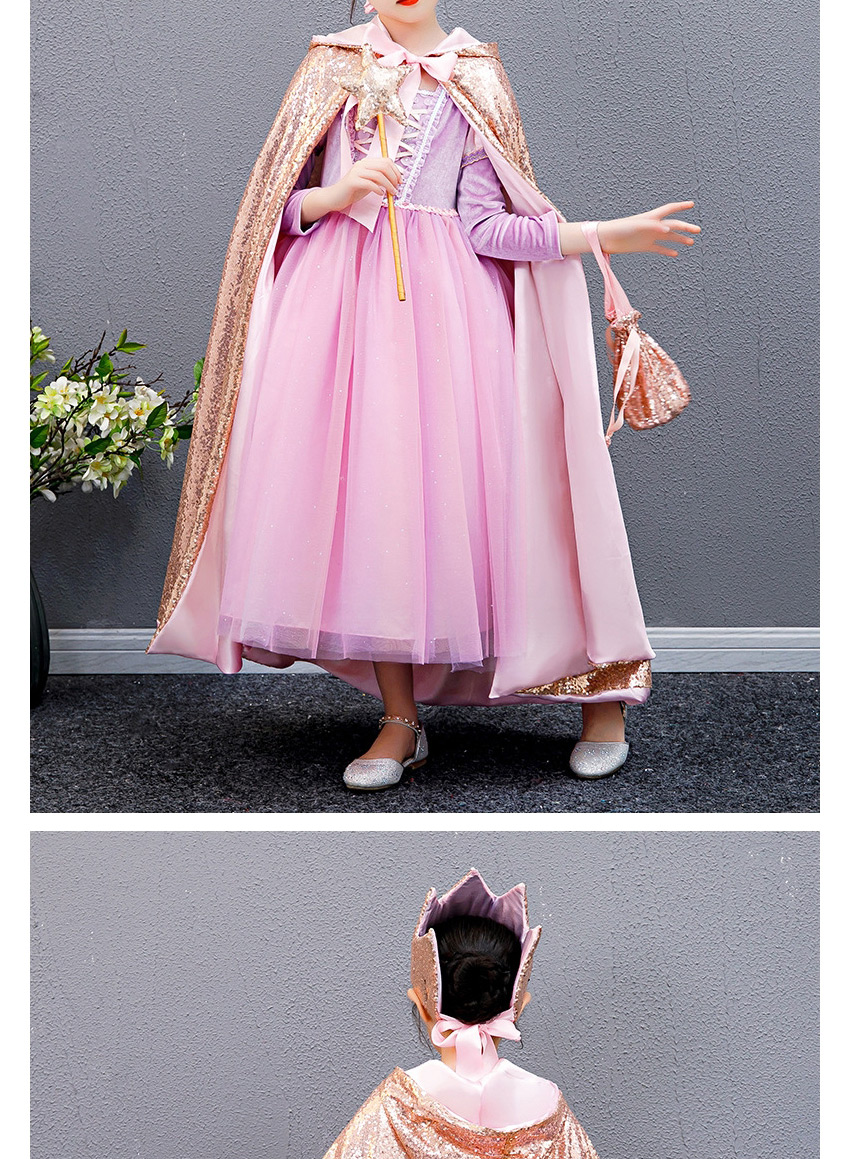 Fashion Symphony-cloak Tether Strap Childrens Mesh Cloak Hooded Cloak Crown Magic Wand,Kids Clothing
