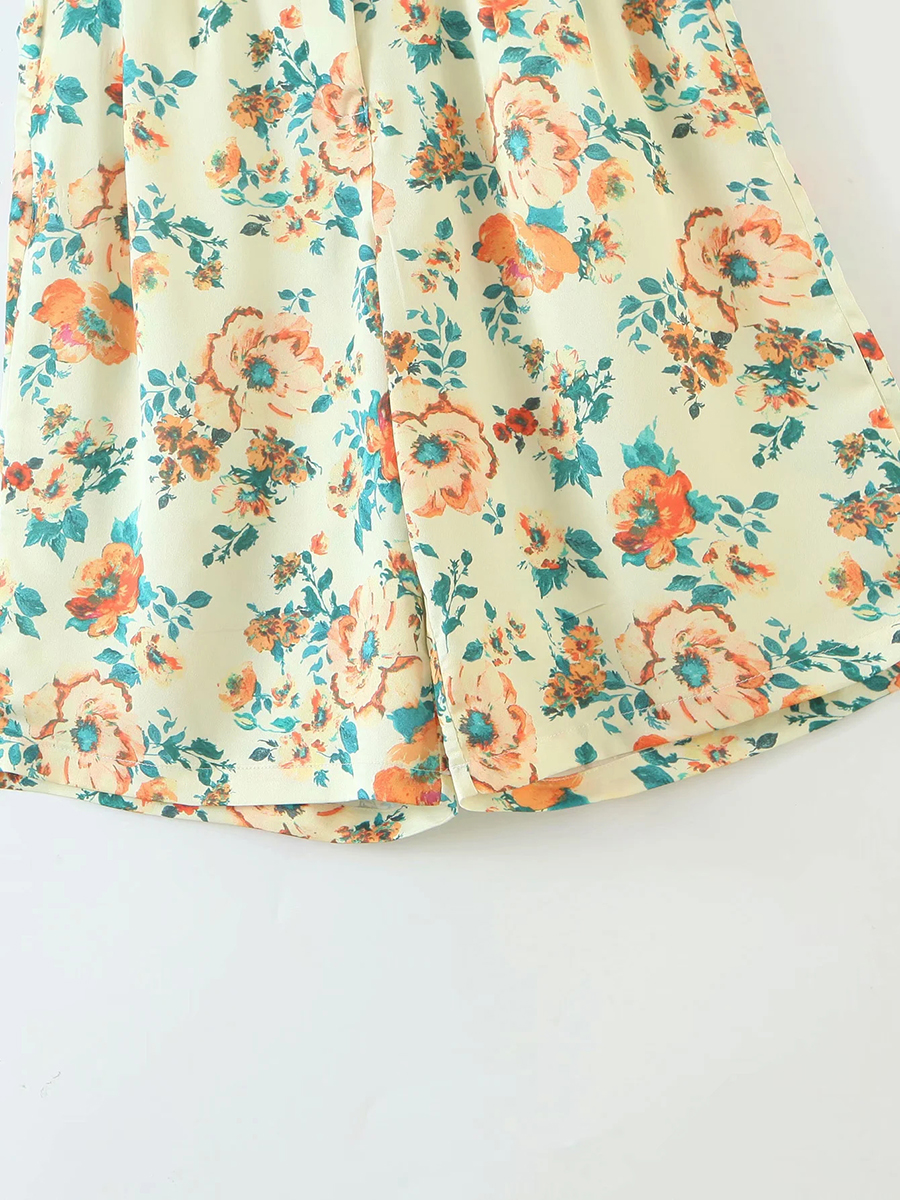 Fashion Colorful Flower Print Mid-length Short,Shorts