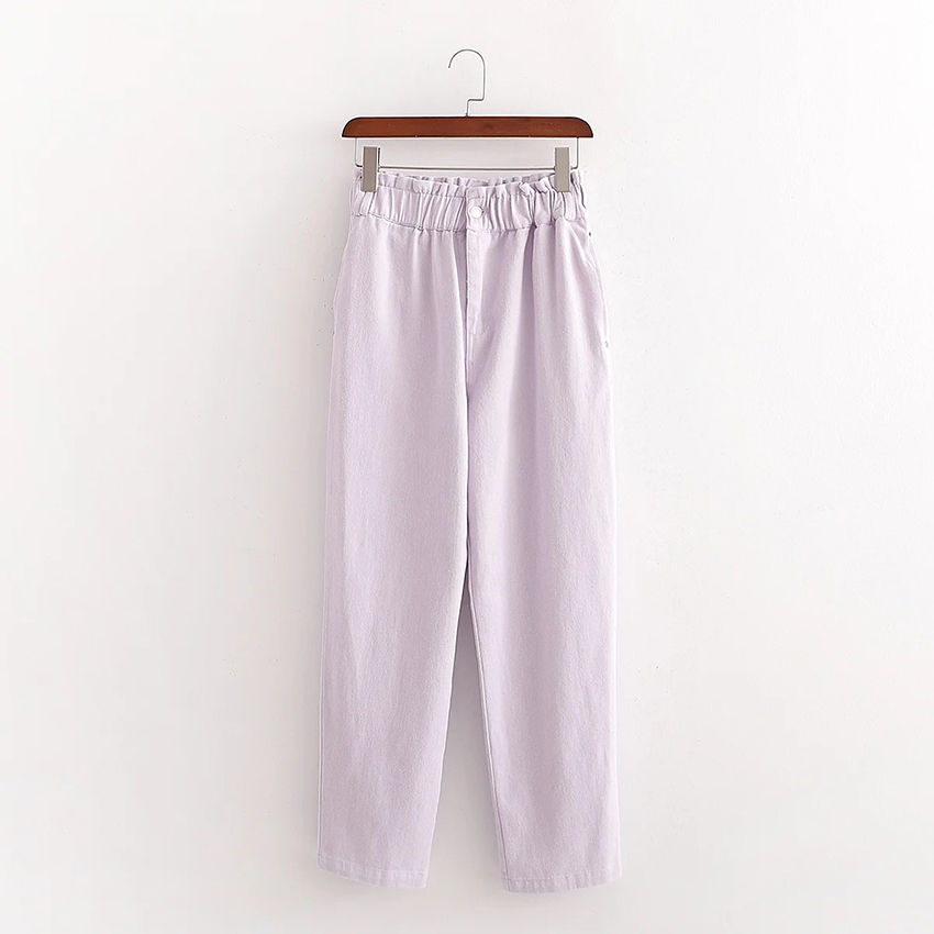 Fashion Purple Elastic Waist Loose Jeans,Pants