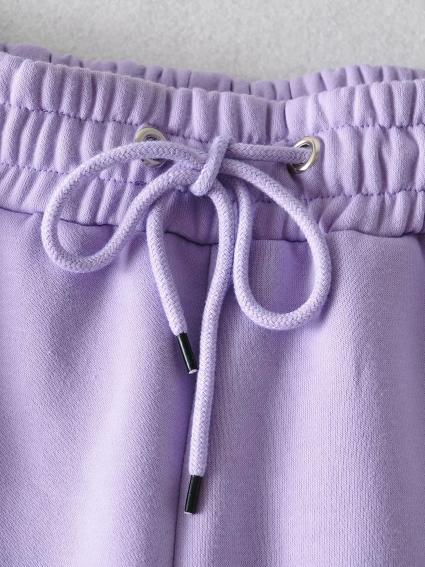 Fashion Purple Loose Tie Solid Color Trousers,Pants