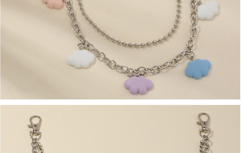 Fashion Silver Color Cloud Resin Contrasting Color Alloy Pendant Waist Chain,Waist Chain