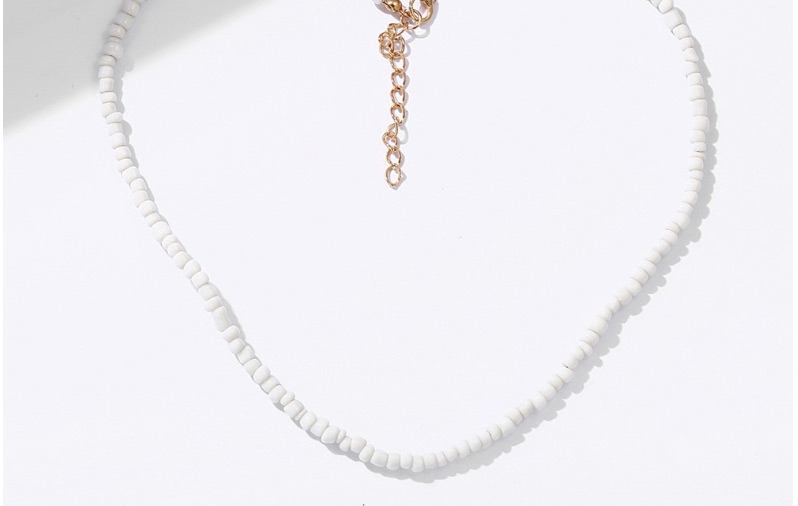 Fashion White White Turquoise Rice Beads Beaded Necklace,Beaded Necklaces