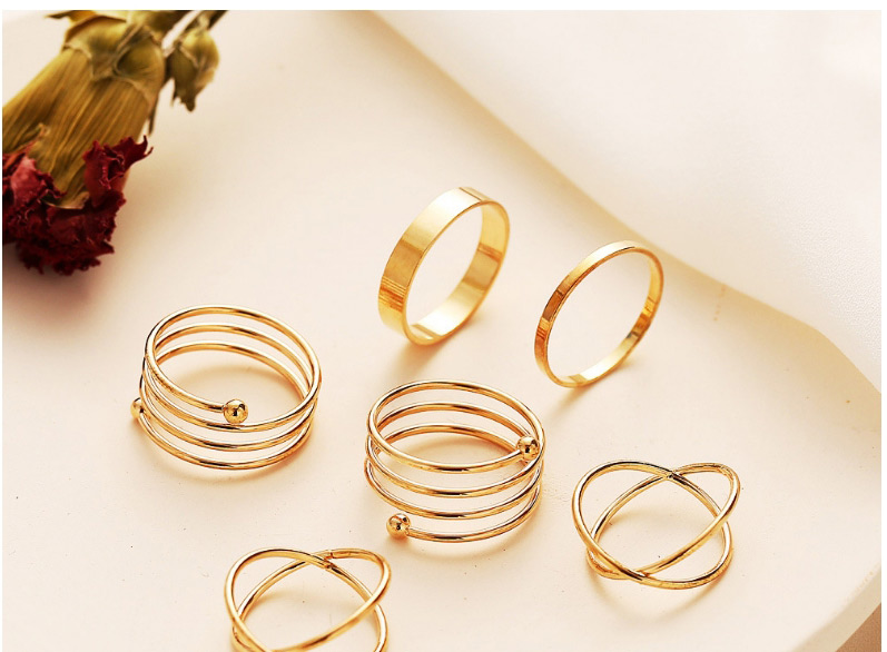 Fashion Golden Pentagram Pearl Geometric Alloy Ring Earrings Necklace Set,Rings Set