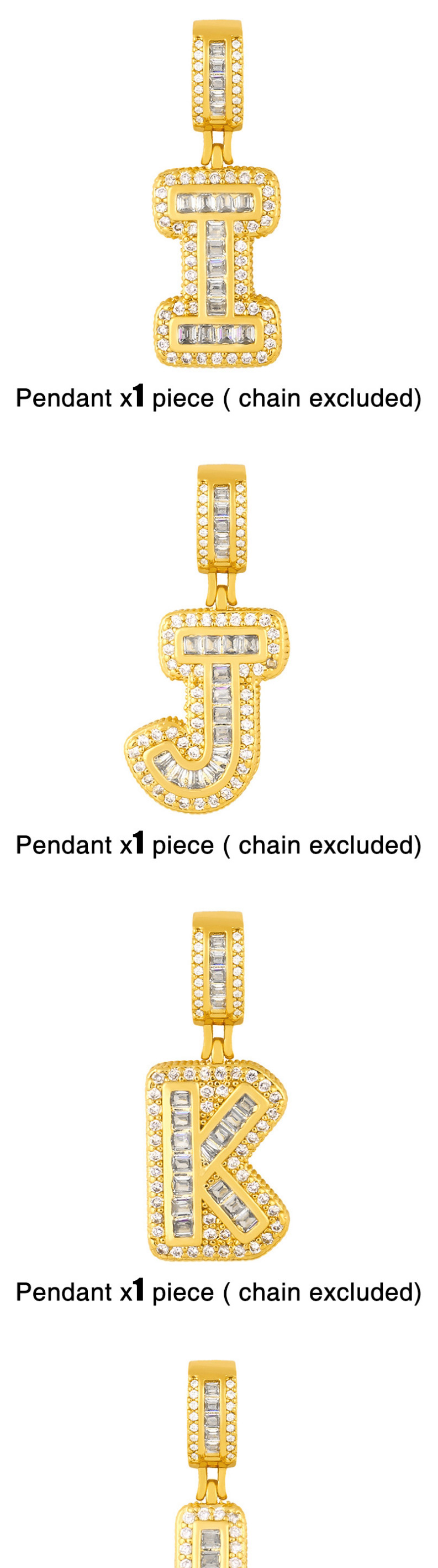 Fashion Z Gold Copper Gold-plated Thick Chain With Diamond Letter Necklace Pendant,Necklaces