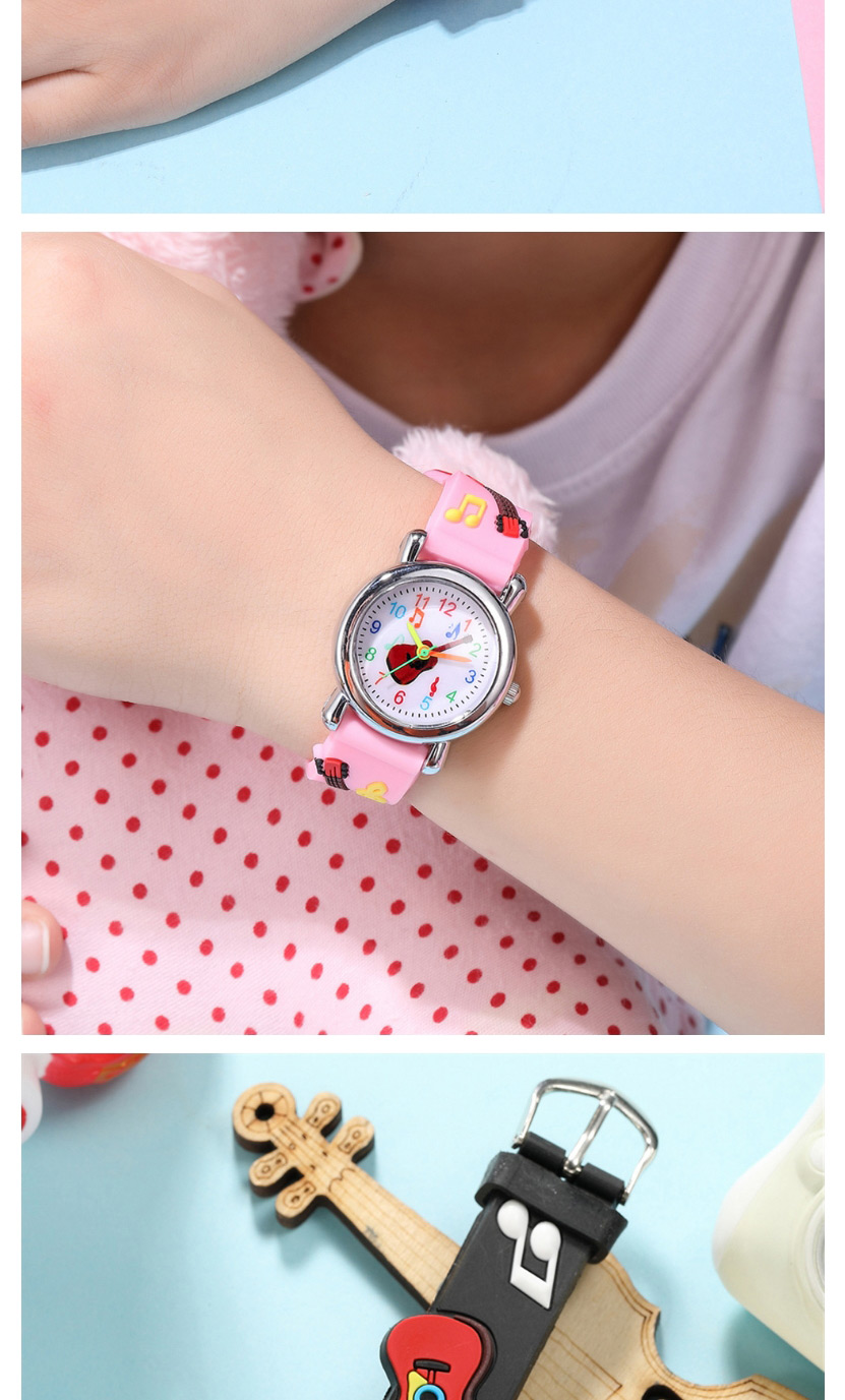 Fashion Rose Red 6d Embossed Guitar Plastic Band Childrens Quartz Watch,Ladies Watches