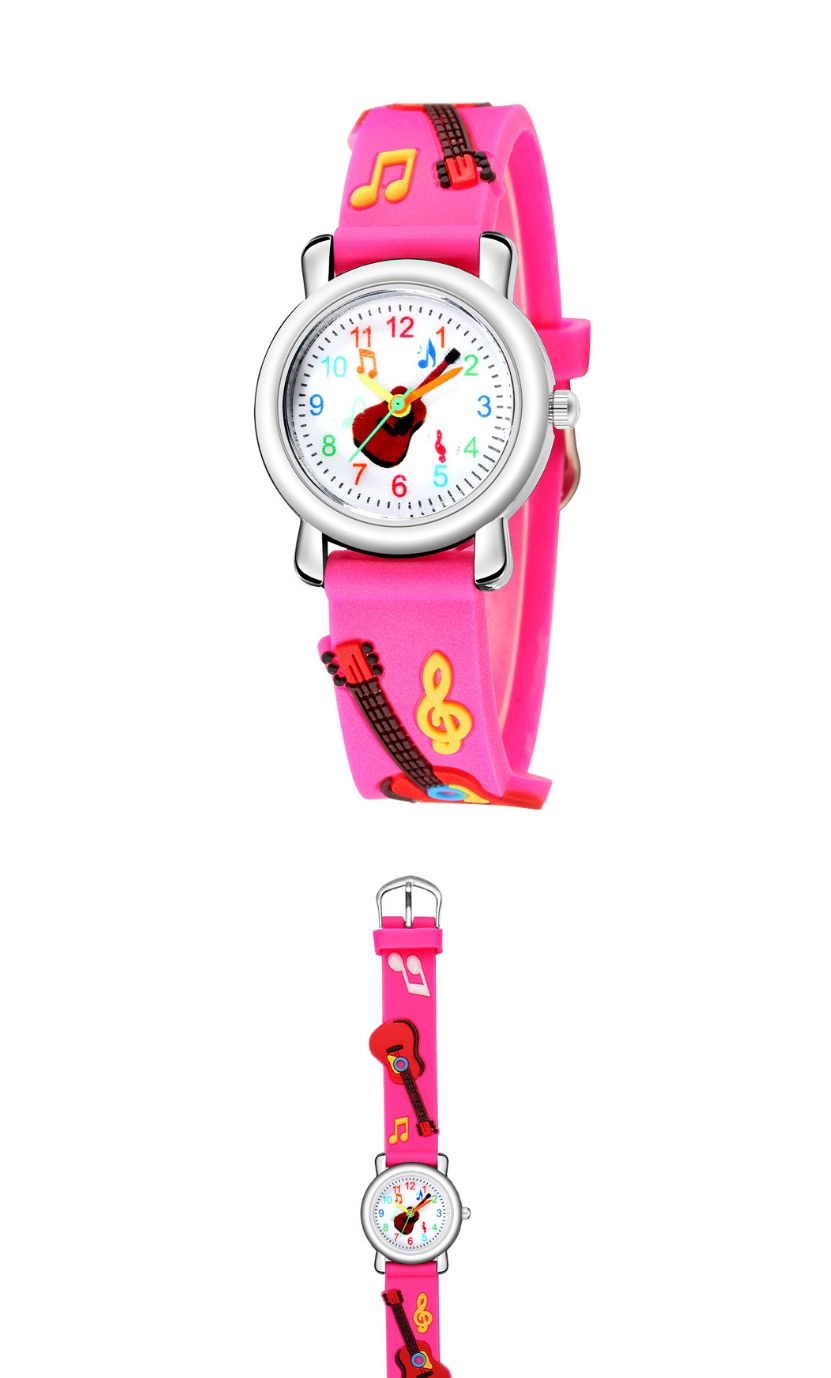 Fashion Pink 5d Embossed Guitar Plastic Band Kids Quartz Watch,Ladies Watches