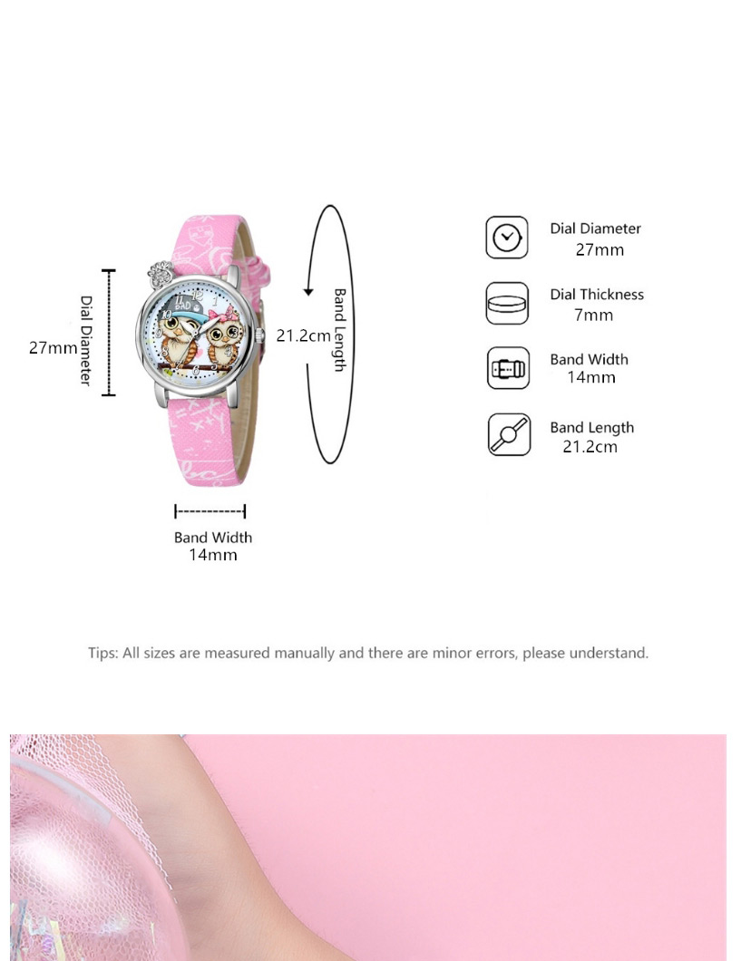 Fashion Pink Owl Pattern Diamond Belt Children Watch,Ladies Watches