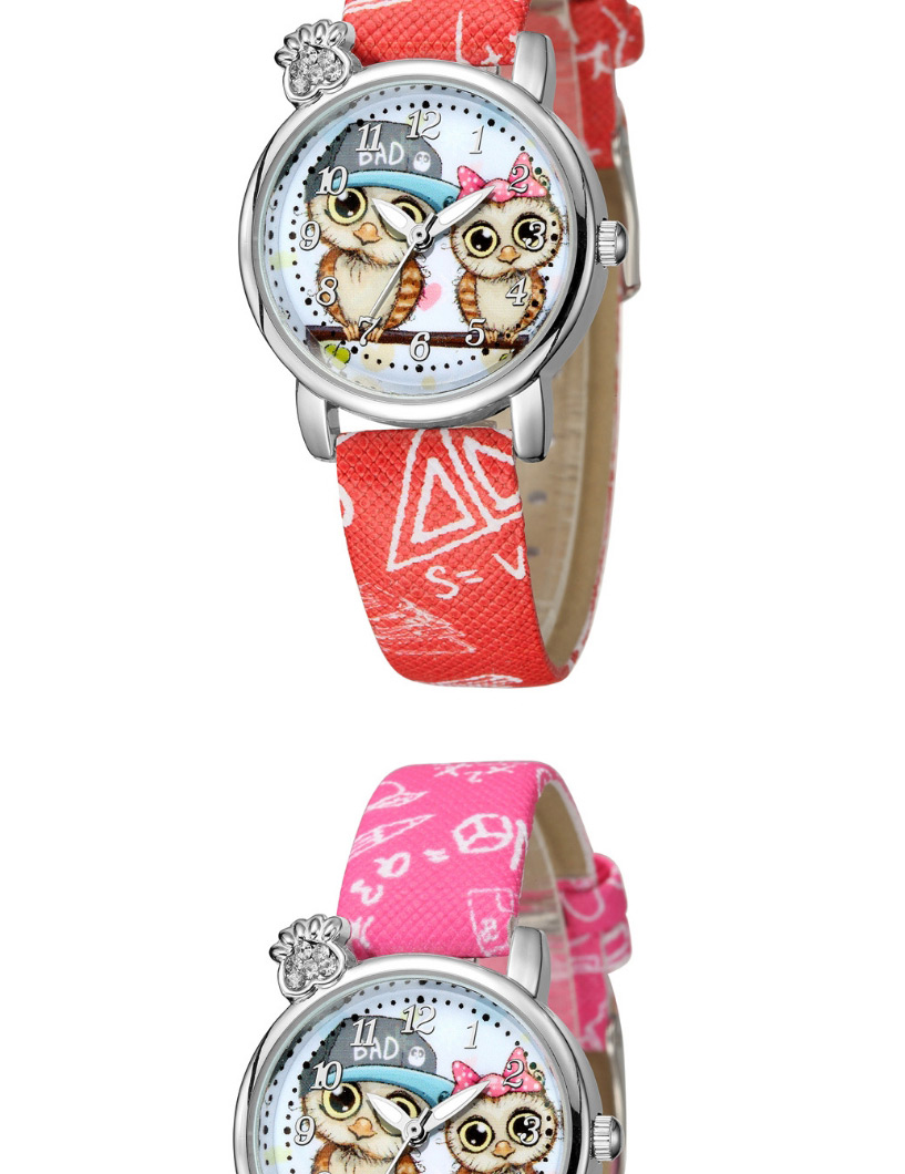 Fashion Red Owl Pattern Diamond Belt Children Watch,Ladies Watches