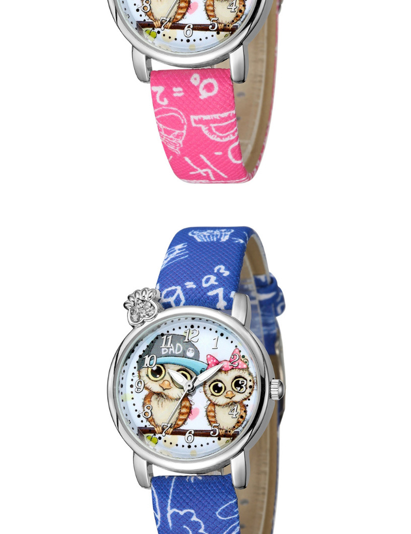 Fashion Sky Blue Owl Pattern Diamond Belt Children Watch,Ladies Watches