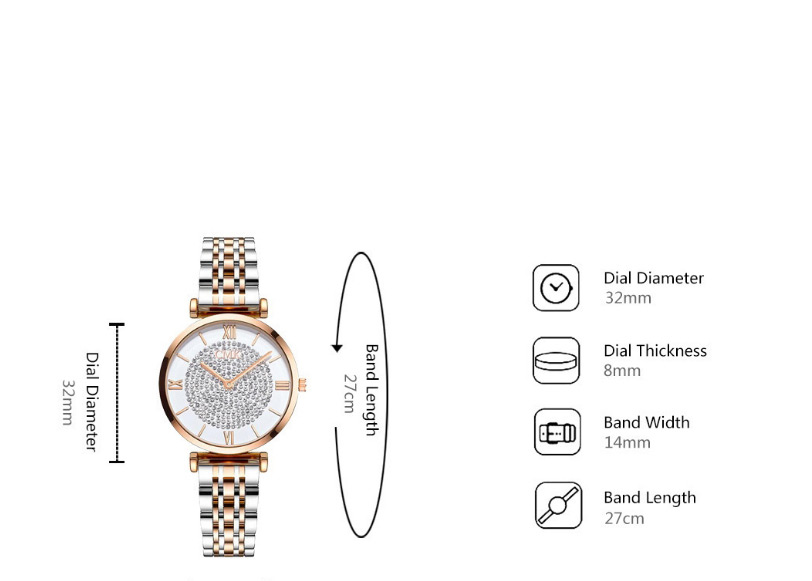 Fashion Golden Quartz Watch With Diamond Gypsophila Dial,Ladies Watches