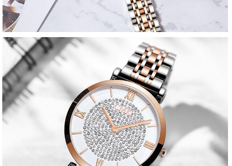 Fashion Golden Quartz Watch With Diamond Gypsophila Dial,Ladies Watches