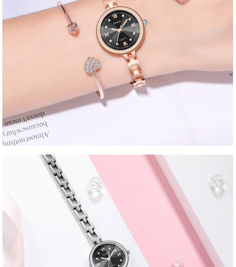 Fashion Silver With Black Face Small Dial Thin Strap Water Diamond British Bracelet Watch,Ladies Watches