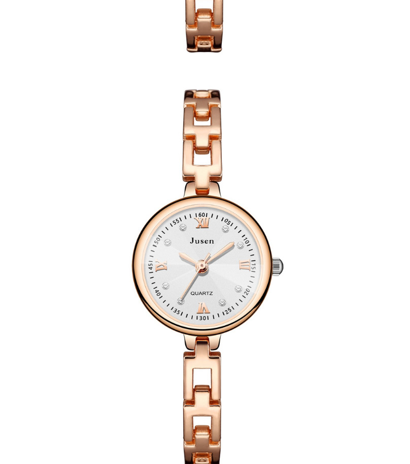 Fashion Rose Gold White Noodles Small Dial Thin Strap Water Diamond British Bracelet Watch,Ladies Watches