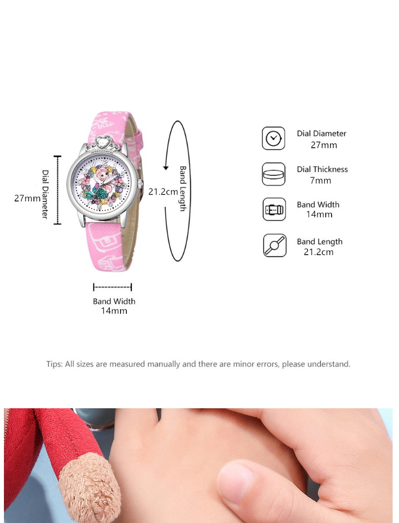 Fashion Pink Princess Pattern Silver Shell Diamond Belt Children Watch,Ladies Watches
