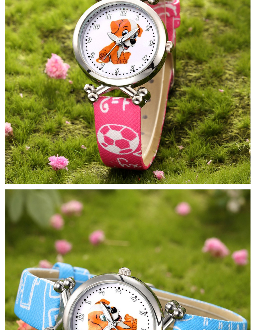 Fashion Pink Puppy Pet Pattern Silver Case Digital Face Quartz Childrens Watch,Ladies Watches