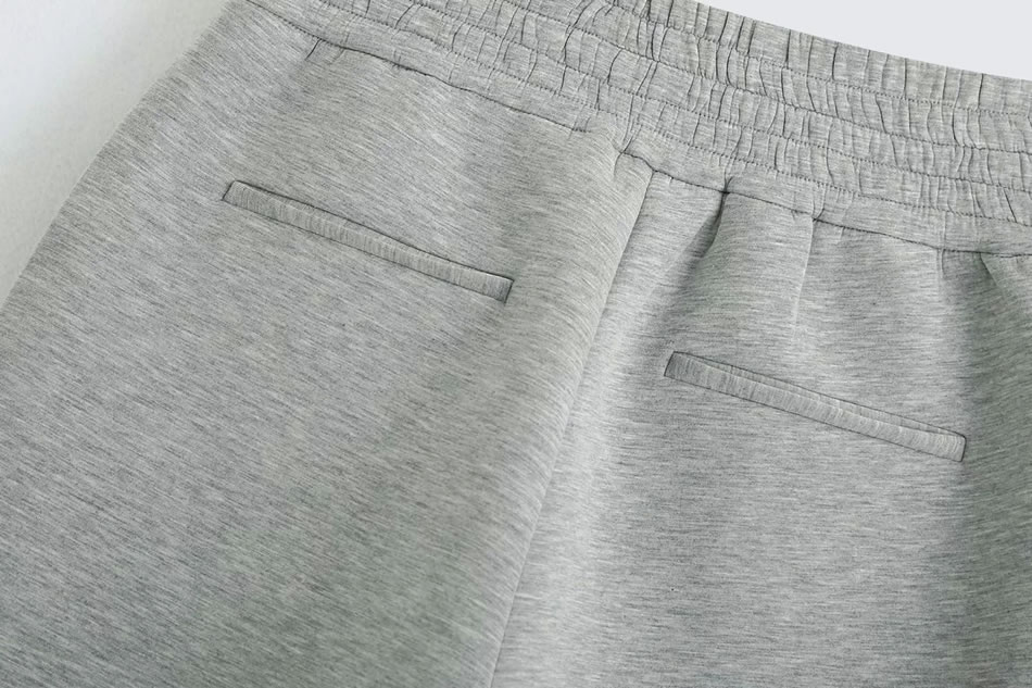 Fashion Gray Flannel Elastic Waist Loose Wide-leg Pants,Pants