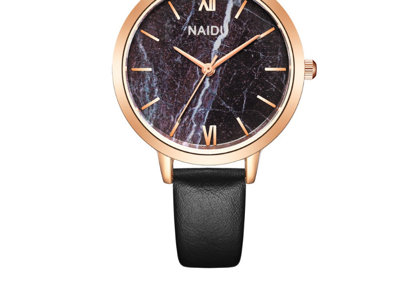 Fashion Black-faced Marble Surface Pu Thin Belt Quartz Watch,Ladies Watches