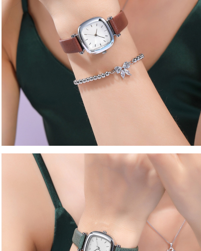 Fashion Brown Tonneau Shaped Pu Belt Quartz Watch,Ladies Watches